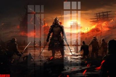 File tranh gốc in trần nhà File tranh samurai võ sĩ nhật bản SAM120 3D