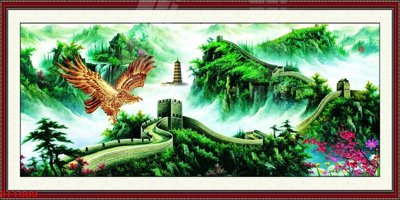 File in lụa Tranh sơn thủy thác nước phong thủy ST1089 (phong cảnh) Tranh sơn thủy thác nước phong thủy ST1089