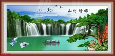 File tranh Tranh sơn thủy thác nước phong thủy ST1100 (gốc) in film