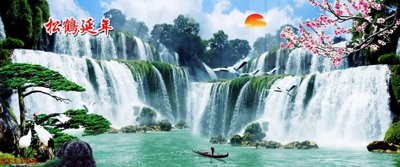 File ảnh Tranh sơn thủy thác nước phong thủy ST1154 (gốc) in biển hiệu