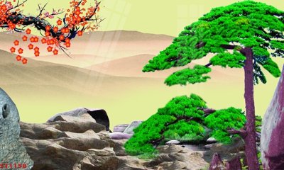 Tải file Tranh sơn thủy thác nước phong thủy ST1158 (gốc) làm tranh treo tường