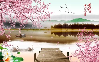 File PSD in ấn Tranh sơn thủy thác nước phong thủy ST1189 (chất lượng cao)