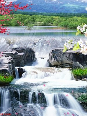 Tệp tin gốc Tranh sơn thủy thác nước phong thủy ST1208 (dùng cho in ấn) chuyên nghiệp