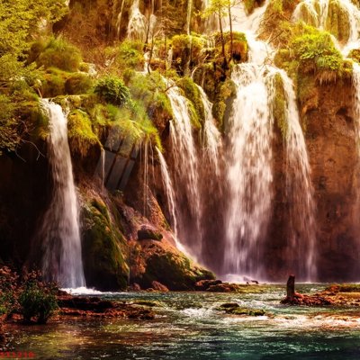 Tải file Tranh sơn thủy thác nước phong thủy ST1210 (gốc) chủ đề hoa sen