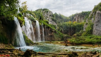 Tải file Tranh sơn thủy thác nước phong thủy ST1228 (ảnh gốc) in tranh kính