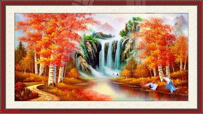 File gốc Tranh sơn thủy thác nước phong thủy ST1249 (Filetranh.com) Tranh sơn thủy thác nước phong thủy ST1249