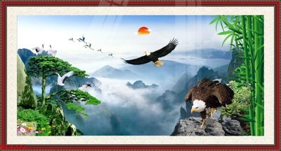 File tranh Tranh sơn thủy thác nước phong thủy ST1277 (gốc) chủ đề trừu tượng