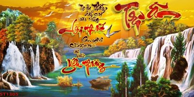 File gốc Tranh sơn thủy thác nước phong thủy ST1305 (in mica) làm bảng hiệu