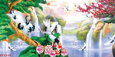 File gốc Tranh sơn thủy thác nước phong thủy ST1310 (PNG) nền trong suốt