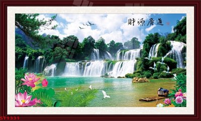 Tải file gốc Tranh sơn thủy thác nước phong thủy ST1331 dùng cho in ấn