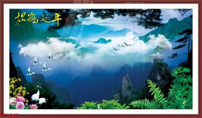 File tranh Tranh sơn thủy thác nước phong thủy ST1343 (file gốc) chuẩn màu in