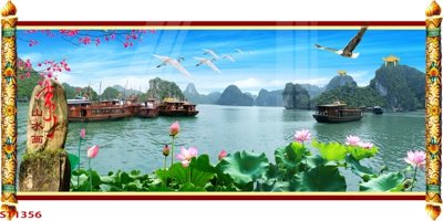 Tải file Tranh sơn thủy thác nước phong thủy ST1356 (ảnh gốc) in gạch men