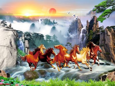 File gốc Tranh sơn thủy thác nước phong thủy ST1394 (phong cách) châu Âu