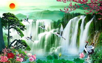 File ảnh gốc Tranh sơn thủy thác nước phong thủy ST1402 (chuyên in mica)