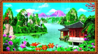 Mua file ảnh gốc Tranh sơn thủy thác nước phong thủy ST1424 (chất lượng cao)