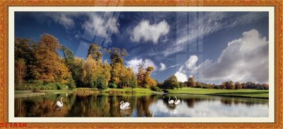 File gốc Tranh sơn thủy thác nước phong thủy ST1438 (in tráng gương) hiện đại