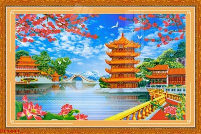 File in trần Tranh sơn thủy thác nước phong thủy ST1441 (file gốc) phong thủy