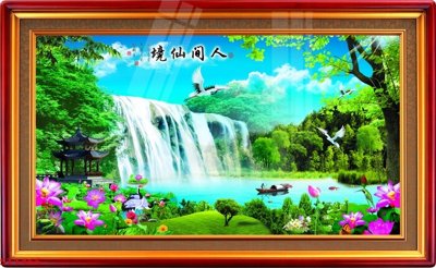 File tranh Tranh sơn thủy thác nước phong thủy ST1465 (gốc) chủ đề động vật