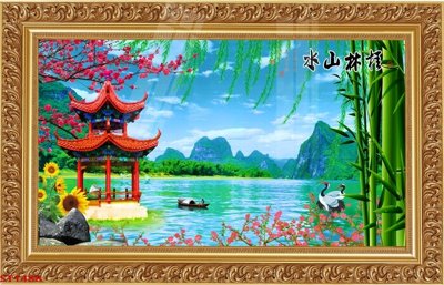 Tải file Tranh sơn thủy thác nước phong thủy ST1488 (gốc) chủ đề phong thủy