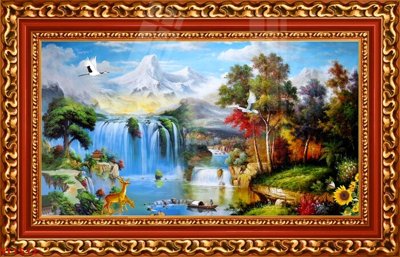 File in trần Tranh sơn thủy thác nước phong thủy ST1512 (bản gốc 3D) sống động