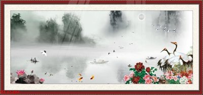 File in trần Tranh sơn thủy thác nước phong thủy ST1580 (bản gốc) bầu trời