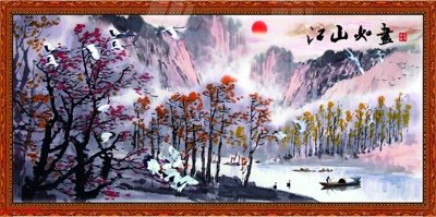 File gốc Tranh sơn thủy thác nước phong thủy ST1582 (in ấn) màu sắc trung thực