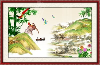 File gốc Tranh sơn thủy thác nước phong thủy ST1588 (ảnh chi tiết) để in ấn