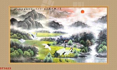 Tải file Tranh sơn thủy thác nước phong thủy ST1623 (gốc) in trên mọi chất liệu