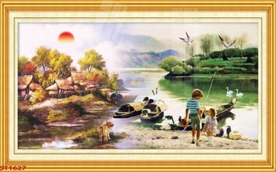 File gốc Tranh sơn thủy thác nước phong thủy ST1627 (bản quyền) cho in ấn