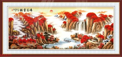 File ảnh Tranh sơn thủy thác nước phong thủy ST1677 (gốc) in decal dán tường