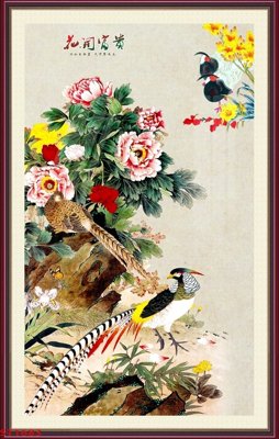 File gốc Tranh sơn thủy thác nước phong thủy ST1683 (in lụa) hoa văn cổ điển