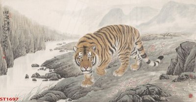 Chi tiết file tranh tráng gương Tranh sơn thủy thác nước phong thủy ST1697 (ảnh gốc)