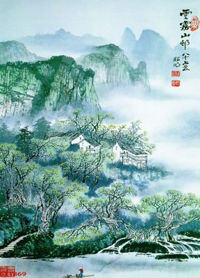 File tranh Tranh sơn thủy thác nước phong thủy ST1869 (ảnh gốc) độc quyền