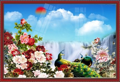 Tải file Tranh sơn thủy thác nước phong thủy ST1906 (ảnh gốc) 300dpi Tranh sơn thủy thác nước phong thủy ST1906