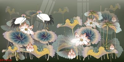 Download file gốc Tranh sơn thủy thác nước phong thủy ST1910 (in lụa) nghệ thuật