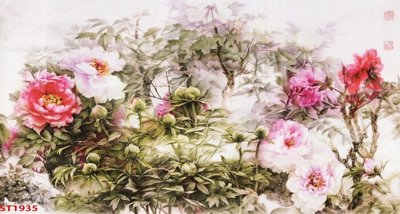 File gốc Tranh sơn thủy thác nước phong thủy ST1935 (in lụa) tranh mã đáo