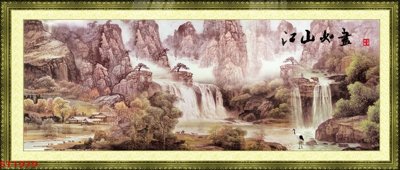 Tải file Tranh sơn thủy thác nước phong thủy ST1979 (ảnh gốc) in tranh kính