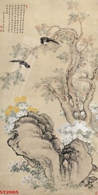 File tranh Tranh sơn thủy thác nước phong thủy ST2005 (file gốc) chủ đề phong thủy