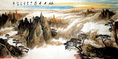 Tệp tin gốc Tranh sơn thủy thác nước phong thủy ST2068 (dùng cho in ấn) chuyên nghiệp