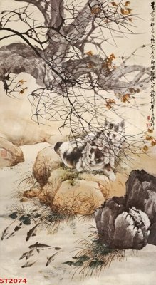 Tải file Tranh sơn thủy thác nước phong thủy ST2074 (PSD) cho in tranh 3D