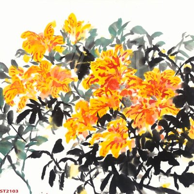 File ảnh Tranh sơn thủy thác nước phong thủy ST2103 (gốc) in backdrop sự kiện