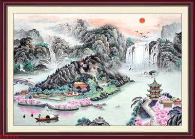 Mua file gốc Tranh sơn thủy thác nước phong thủy ST2115 (PSD) tại Filetranh.com