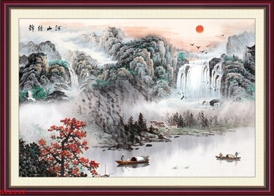 File gốc Tranh sơn thủy thác nước phong thủy ST2117 (dành cho quảng cáo)