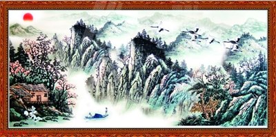 File tranh Tranh sơn thủy thác nước phong thủy ST2134 (gốc) chủ đề trẻ em