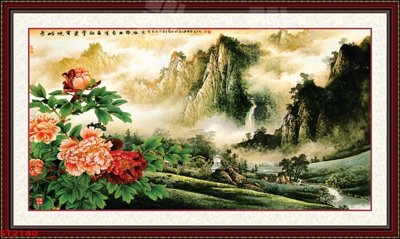 File in lụa Tranh sơn thủy thác nước phong thủy ST2140 (hoa văn) Tranh sơn thủy thác nước phong thủy ST2140