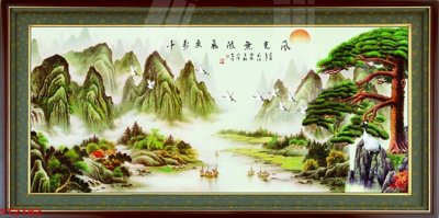 File in trần Tranh sơn thủy thác nước phong thủy ST2182 (bản gốc) trời sao