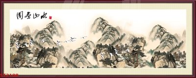 File ảnh Tranh sơn thủy thác nước phong thủy ST2188 (gốc) cho trang trí nội thất