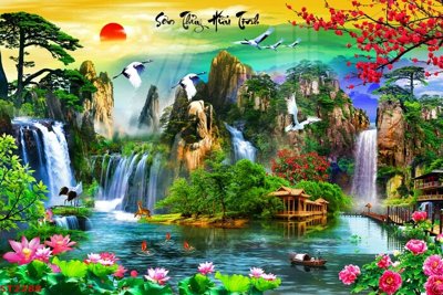 Tải file Tranh sơn thủy thác nước phong thủy ST2288 (gốc) làm file quảng cáo