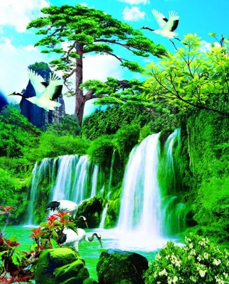 Tải file Tranh sơn thủy thác nước phong thủy ST2305 (gốc) làm file quảng cáo