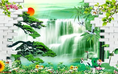 File gốc Tranh sơn thủy thác nước phong thủy ST2425 (chuẩn CMYK) cho nhà in